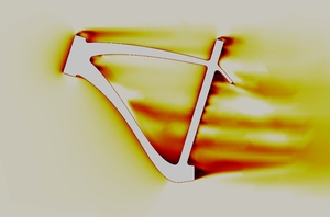Racing Bike / velocity field on symmetry plane